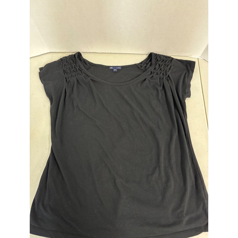 Gap Womens XL Top Bundle Black Smocked Shoulder & Grey Heathered Pocket T-Shirt - Picture 5 of 8